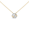 10K Yellow Gold Plated Silver 1.0 Cttw Lab Grown Diamond Hexagon Halo Necklace