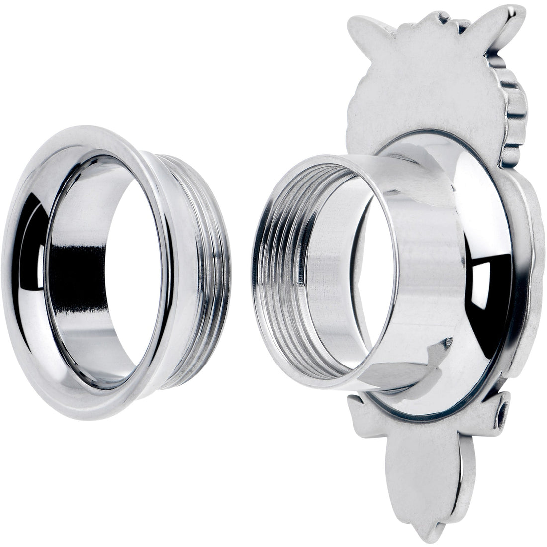 Red CZ Gem Wise Owl Screw Fit Tunnel Plug Set Available Sizes 6mm to 16mm