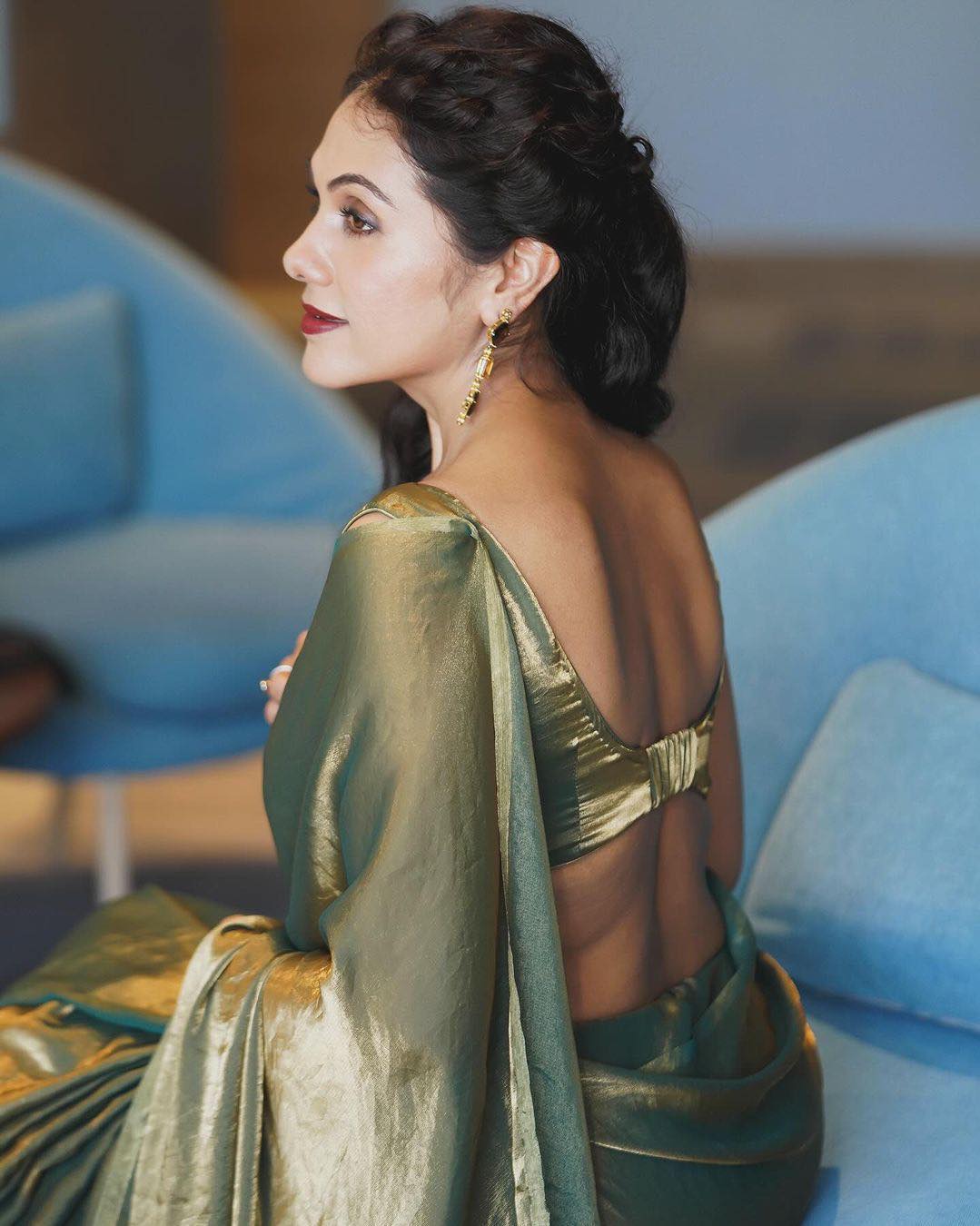 Sheded Green Fendy Silk Partywear Saree with Un-stitched Blouse