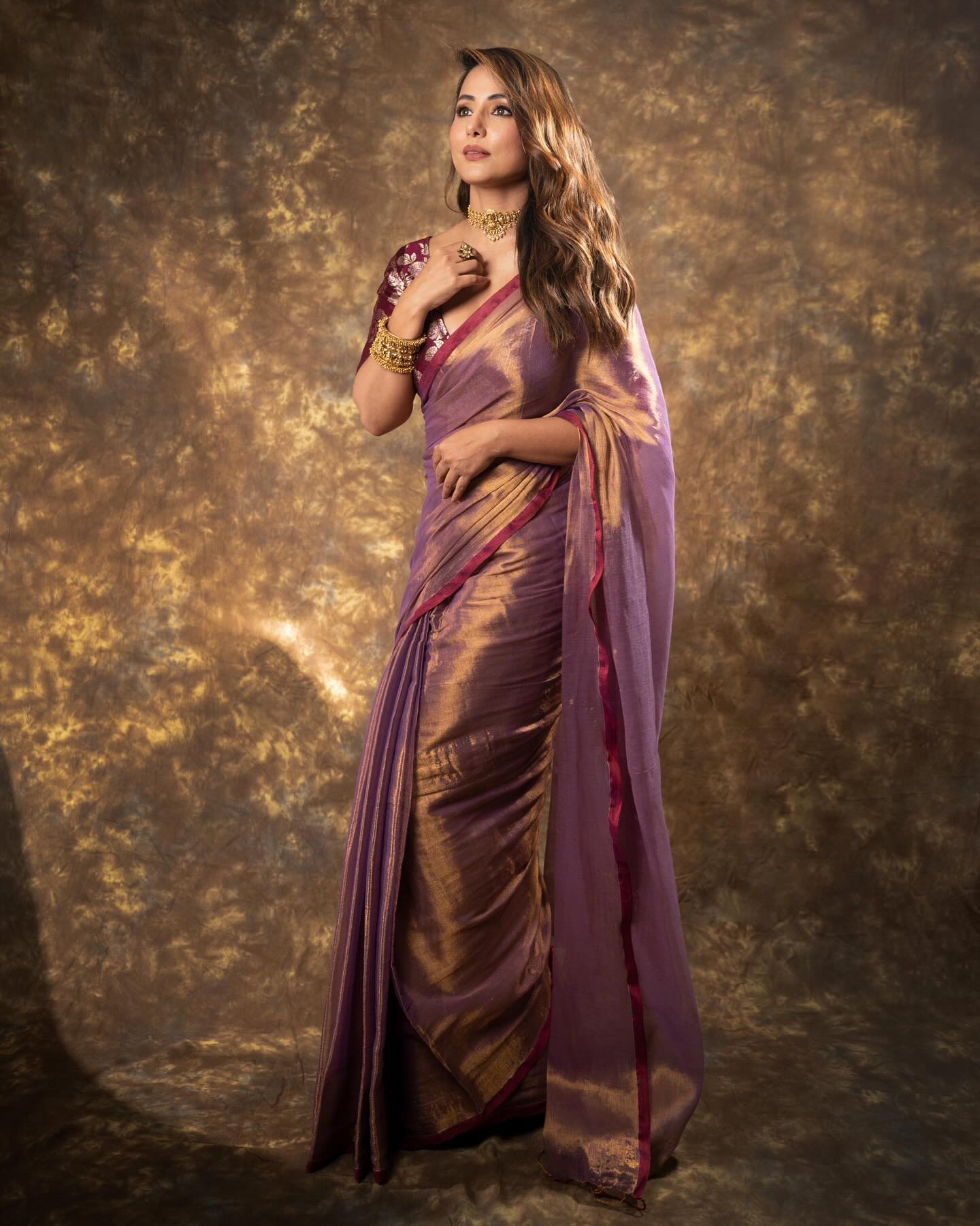 Purple Fendy Silk Saree with Jacquard Weaving Blouse for Weddings