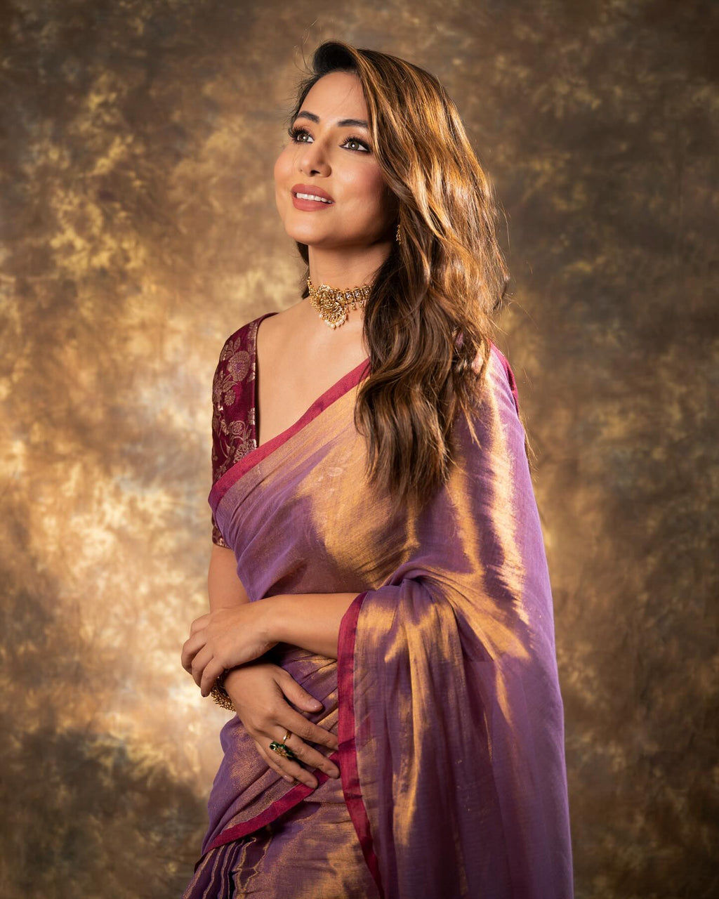 Purple Fendy Silk Saree with Jacquard Weaving Blouse for Weddings