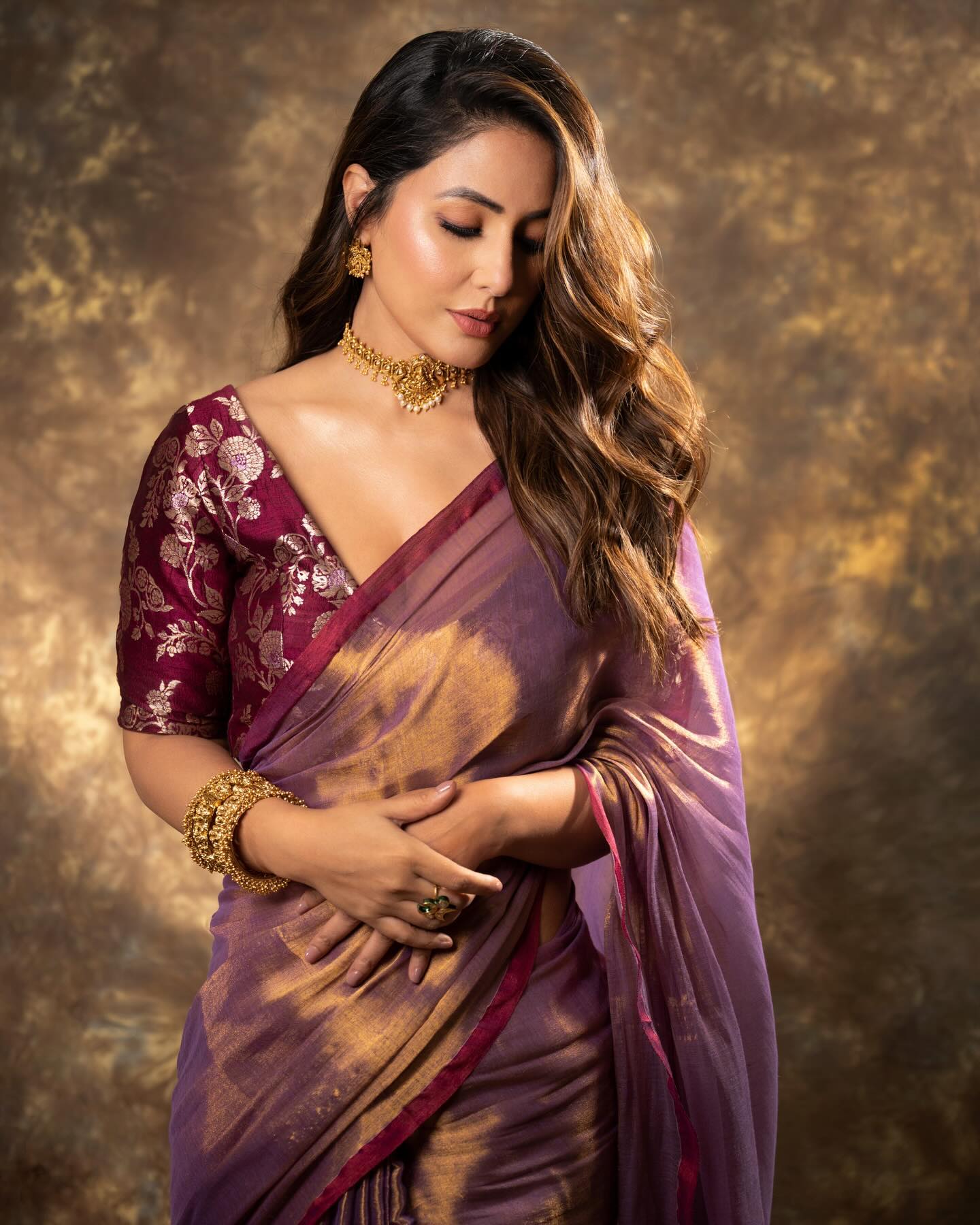 Purple Fendy Silk Saree with Jacquard Weaving Blouse for Weddings