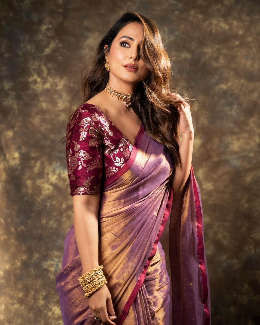 Purple Fendy Silk Saree with Jacquard Weaving Blouse for Weddings