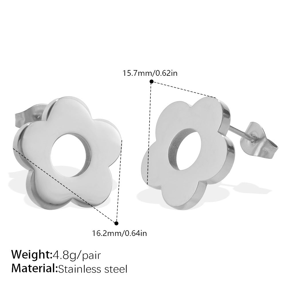 Fresh And Sweet, Versatile And Elegant, Smooth Surface Flower Stud Earrings For Women, Made Of Stainless Steel, Featuring A Unique And Niche Style, Suitable For Daily Wear.