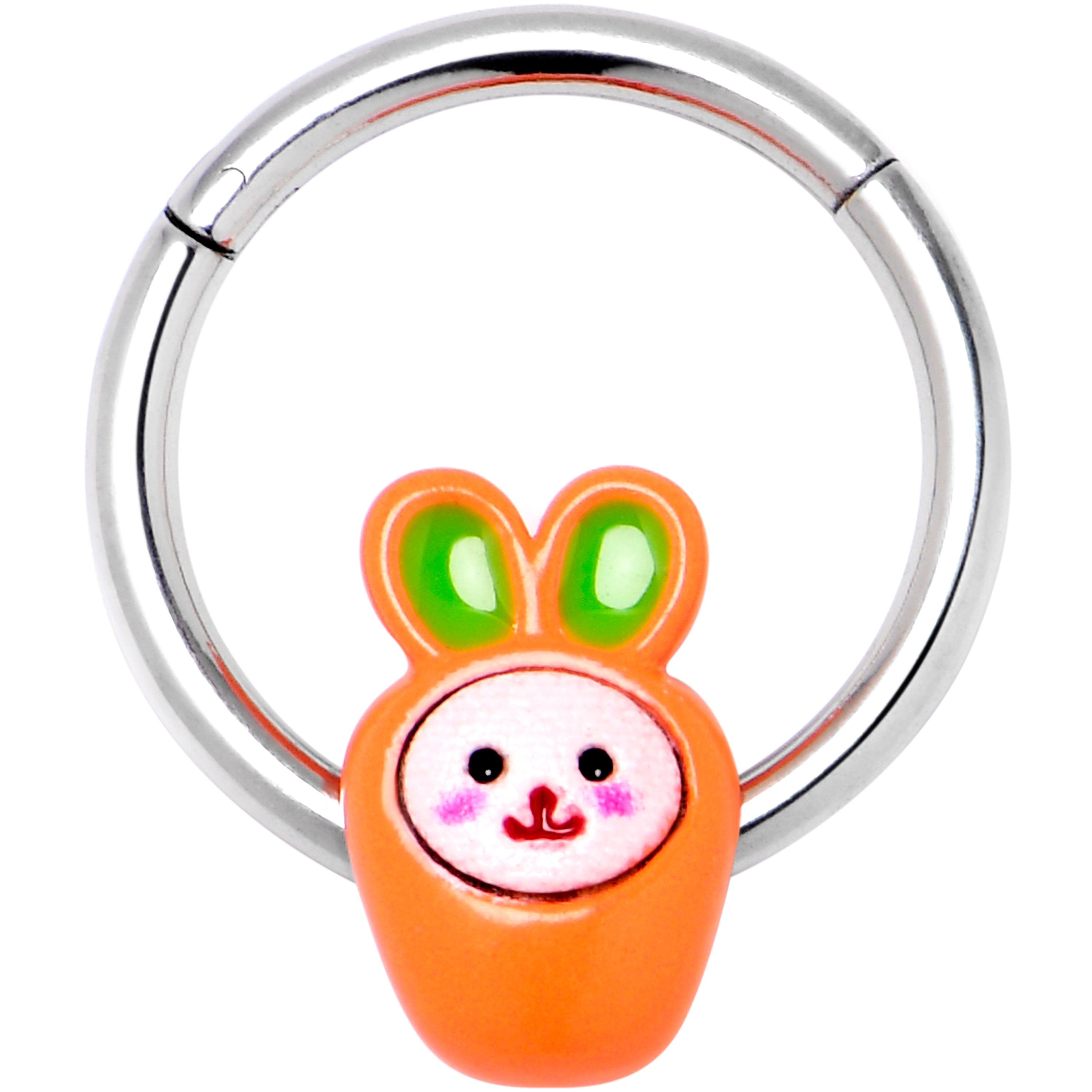 16G 3/8 Surprise Carrot Easter Bunny Hinged Segment Ring