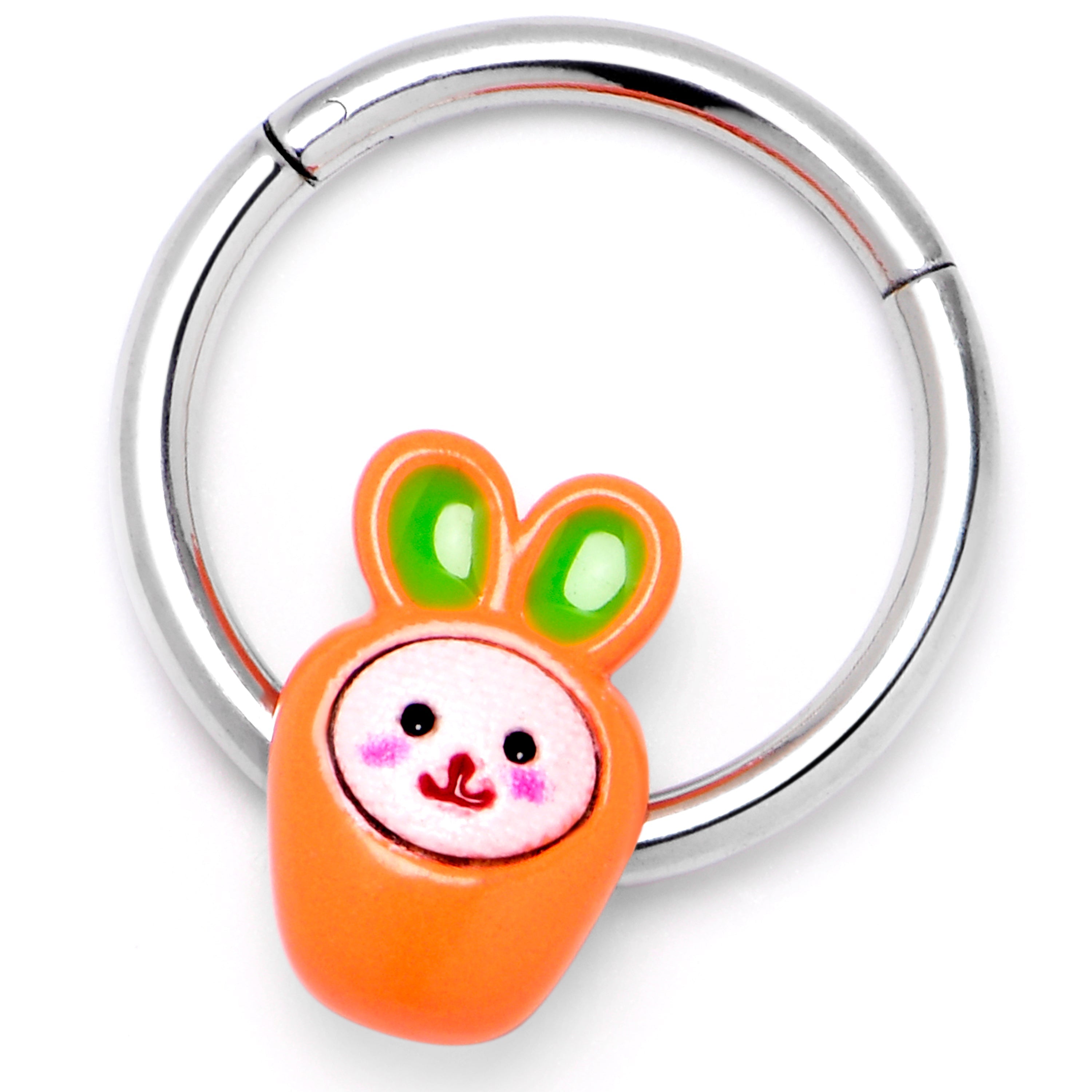 16G 3/8 Surprise Carrot Easter Bunny Hinged Segment Ring