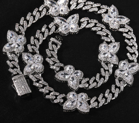 High-End Cuban Link Chain Necklace & Bracelet in Gold and Silver