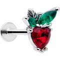 16G Strawberry Heart Gem Tragus Monroe Lip Ring Steel Stud