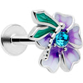 16G Blue Gem Purple Flower Fairy Labret Lip Ring