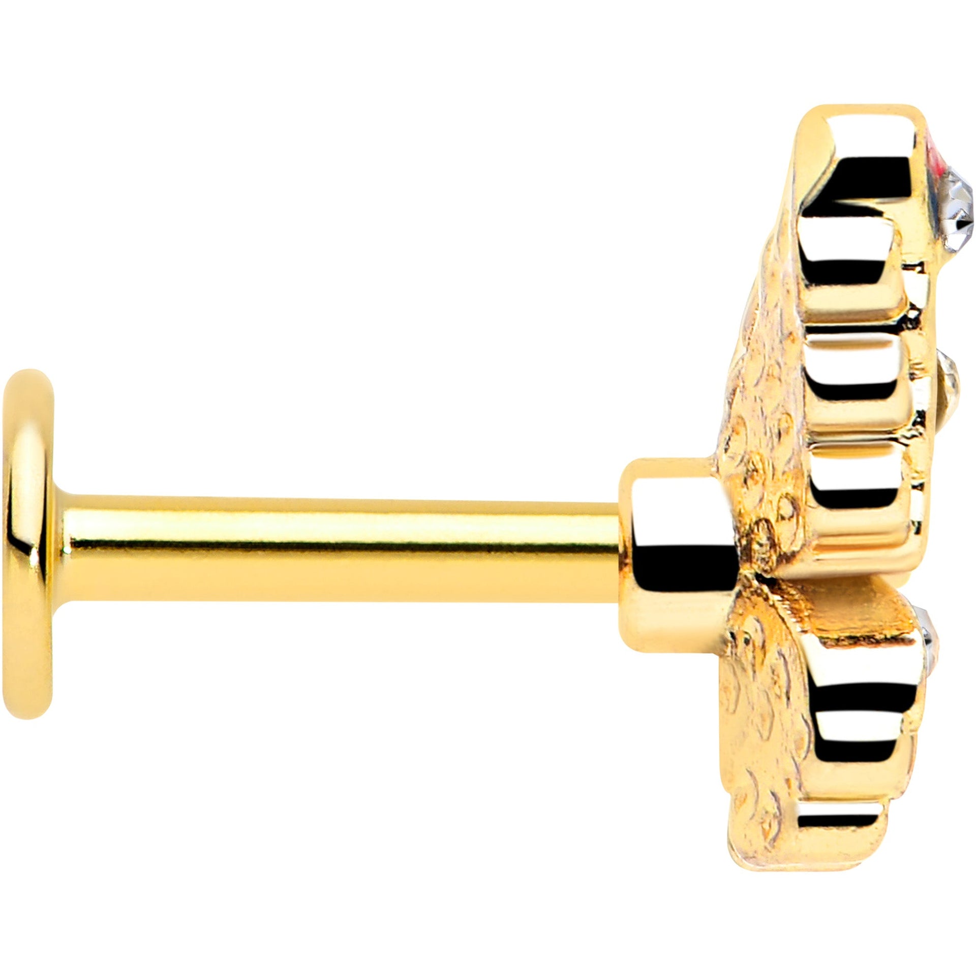 16G Gold Tone Butterfly Labret Stud with Multicolor Enamel - Image 4