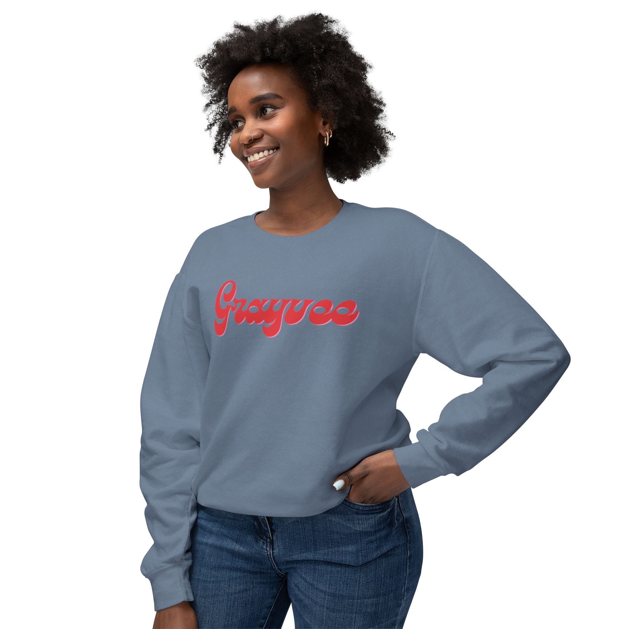 Unisex Lightweight Crewneck Sweatshirt in Charcoal and Cream