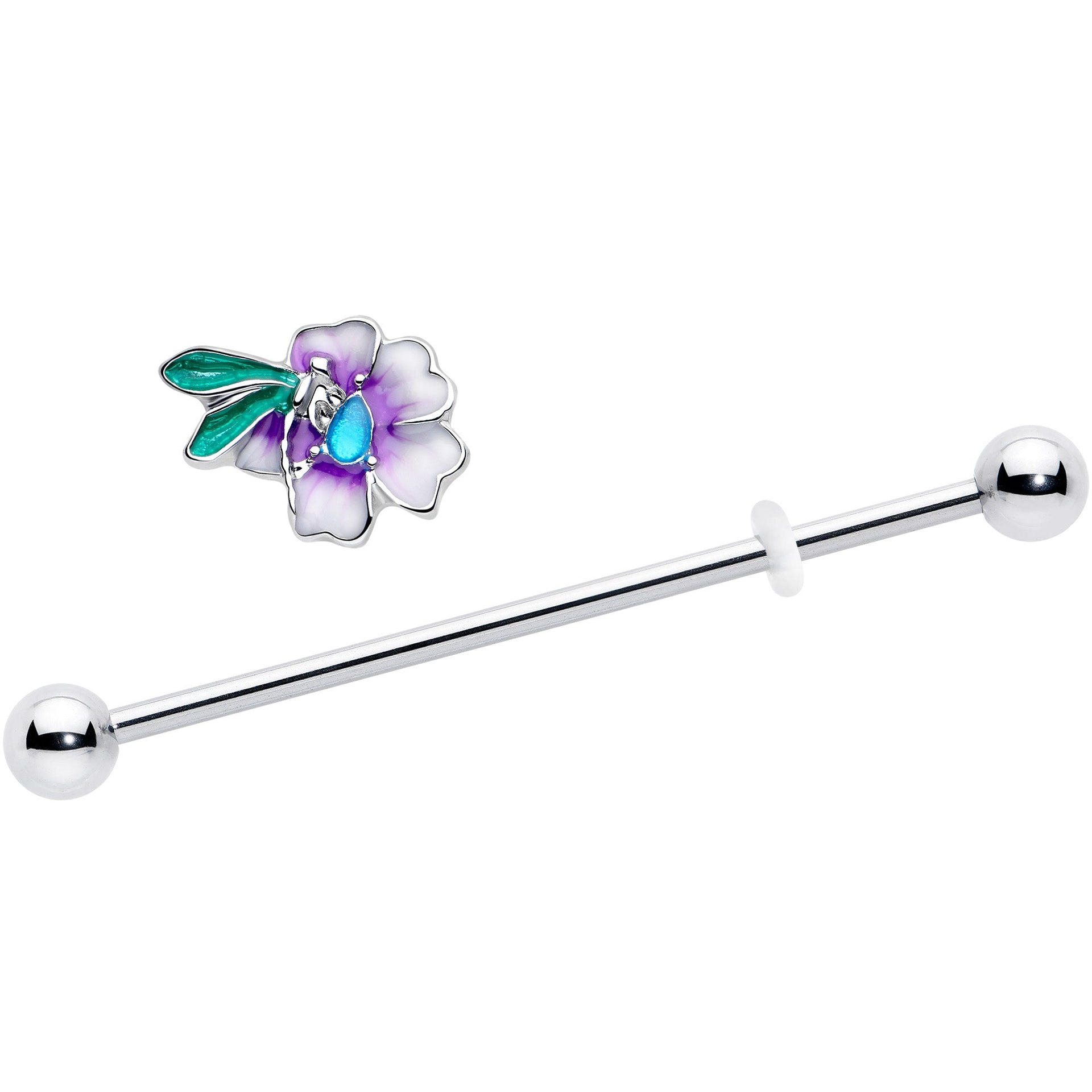 14G Purple Faerie Flower Industrial Barbell 38mm - Image 2