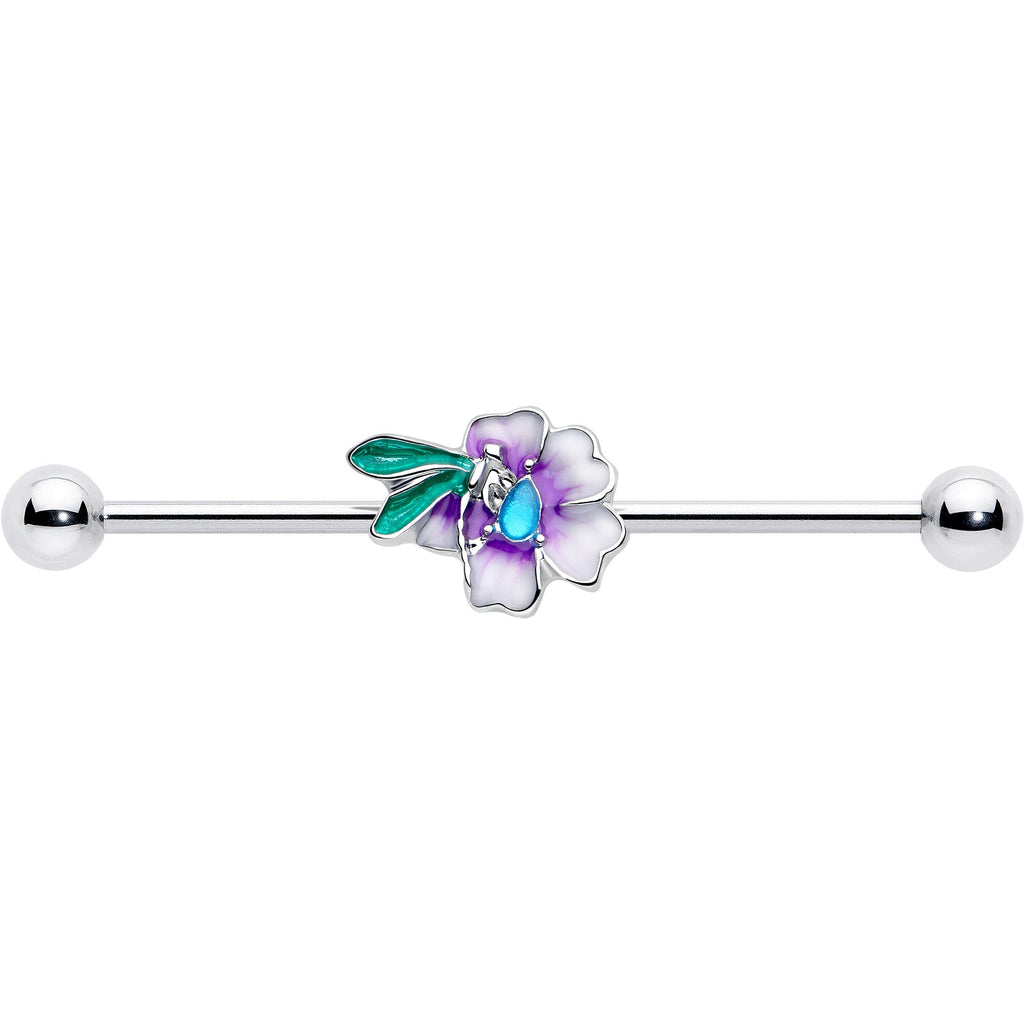 14G Purple Faerie Flower Industrial Barbell 38mm - Image 3