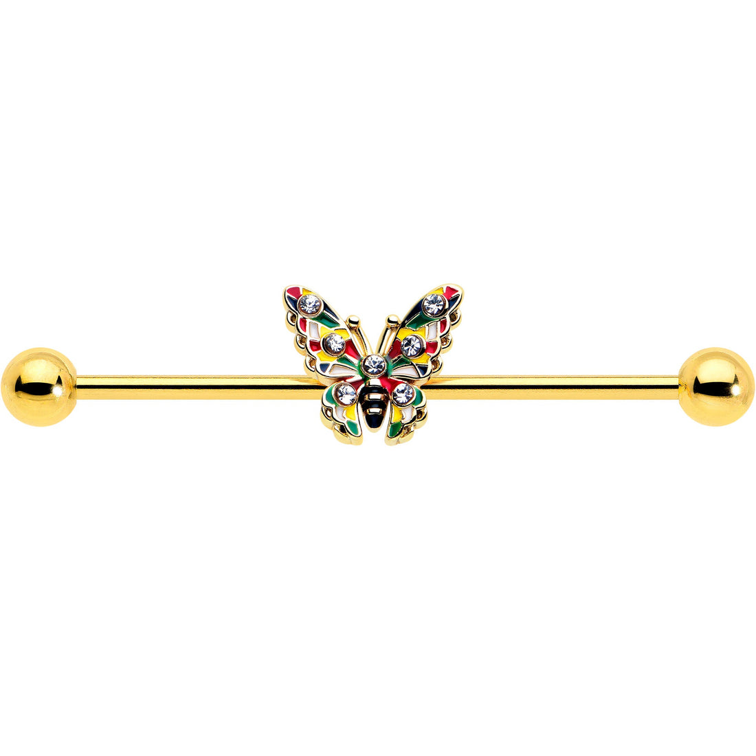 14G Color Block Butterfly Industrial Barbell 38mm - Image 3