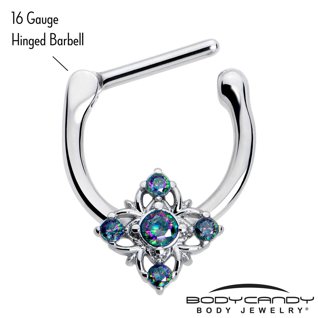 16G 5/16 Vitrail CZ Gem Beauty Cross Cartilage Clicker