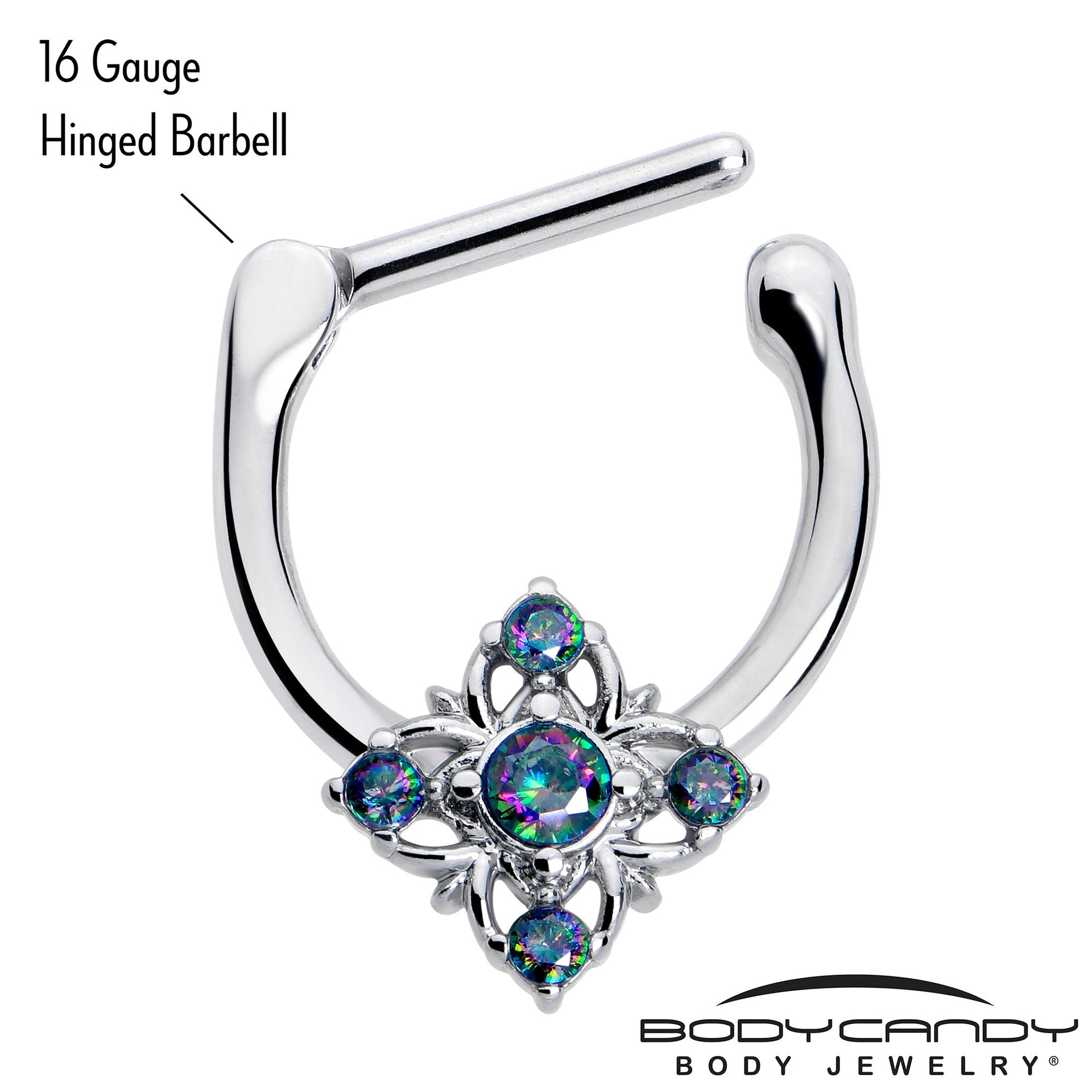 16G 5/16 Vitrail CZ Gem Beauty Cross Cartilage Clicker