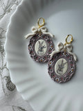 Lavender Bunny Frames Polymer Clay Earrings 14k Gold