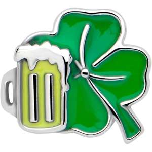 Green Shamrock and Beer Mug St. Patricks Day Tongue Barbell - Image 3