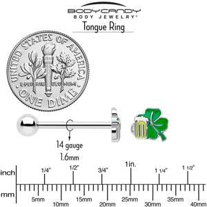 Green Shamrock and Beer Mug St. Patricks Day Tongue Barbell - Image 5