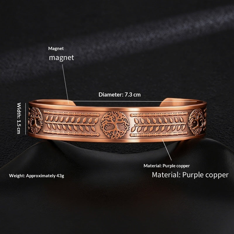 Magnetic Bracelet Vintage Red Copper Open Design