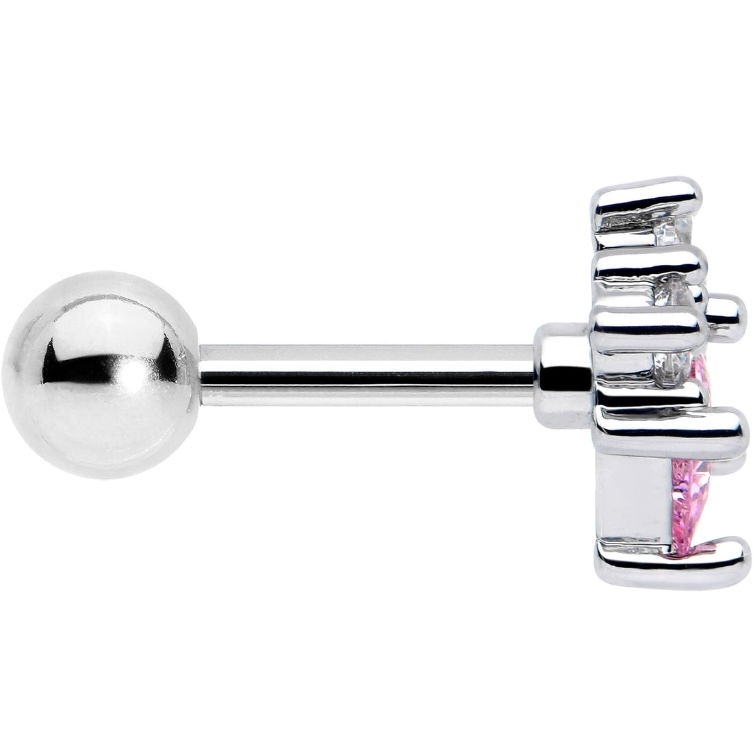 16G 1/4 Pink Clear CZ Gem Rhombus Riot Cartilage Tragus Earring