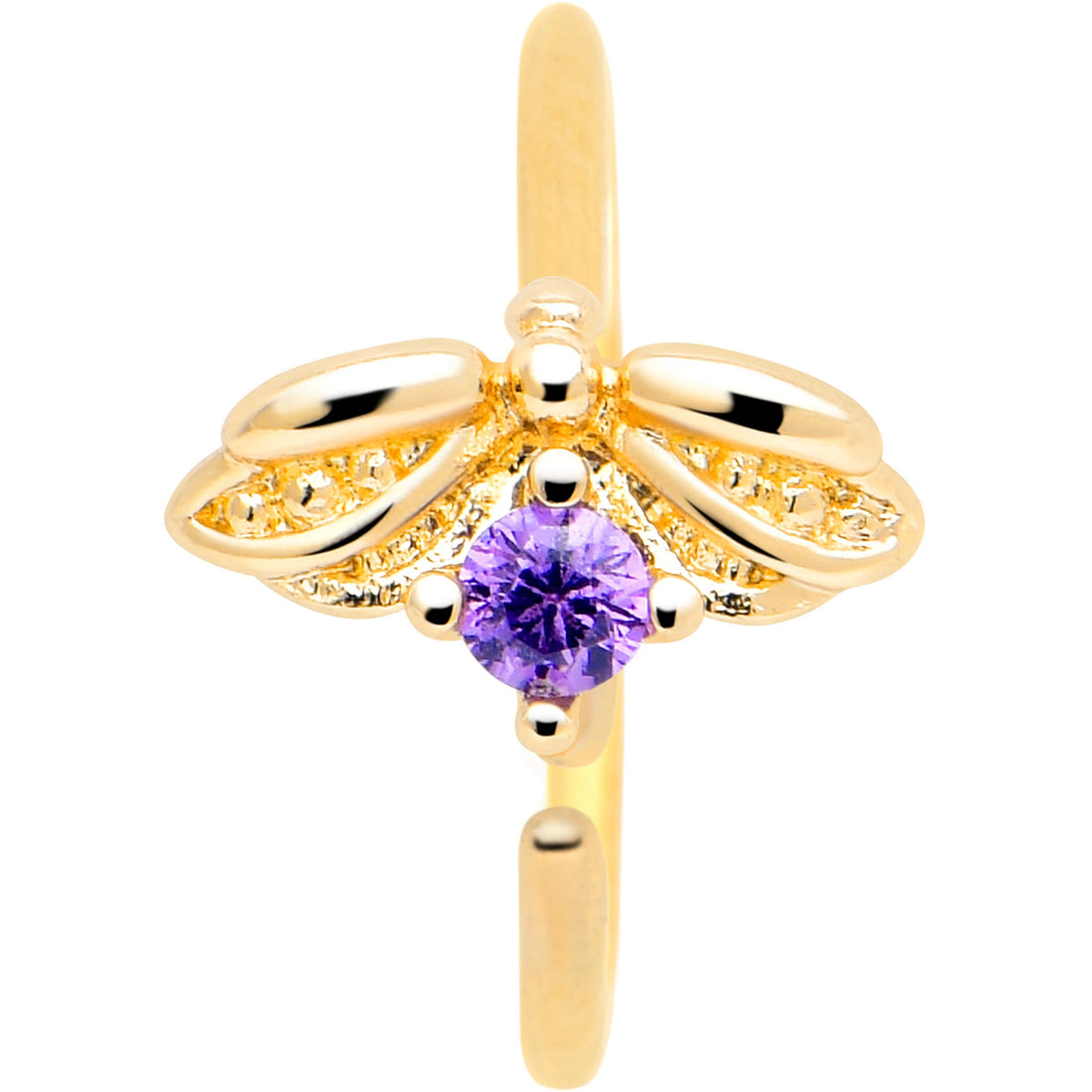 20G 5/16 Purple Gem Gold Tone Beauty Bug Nose Hoop