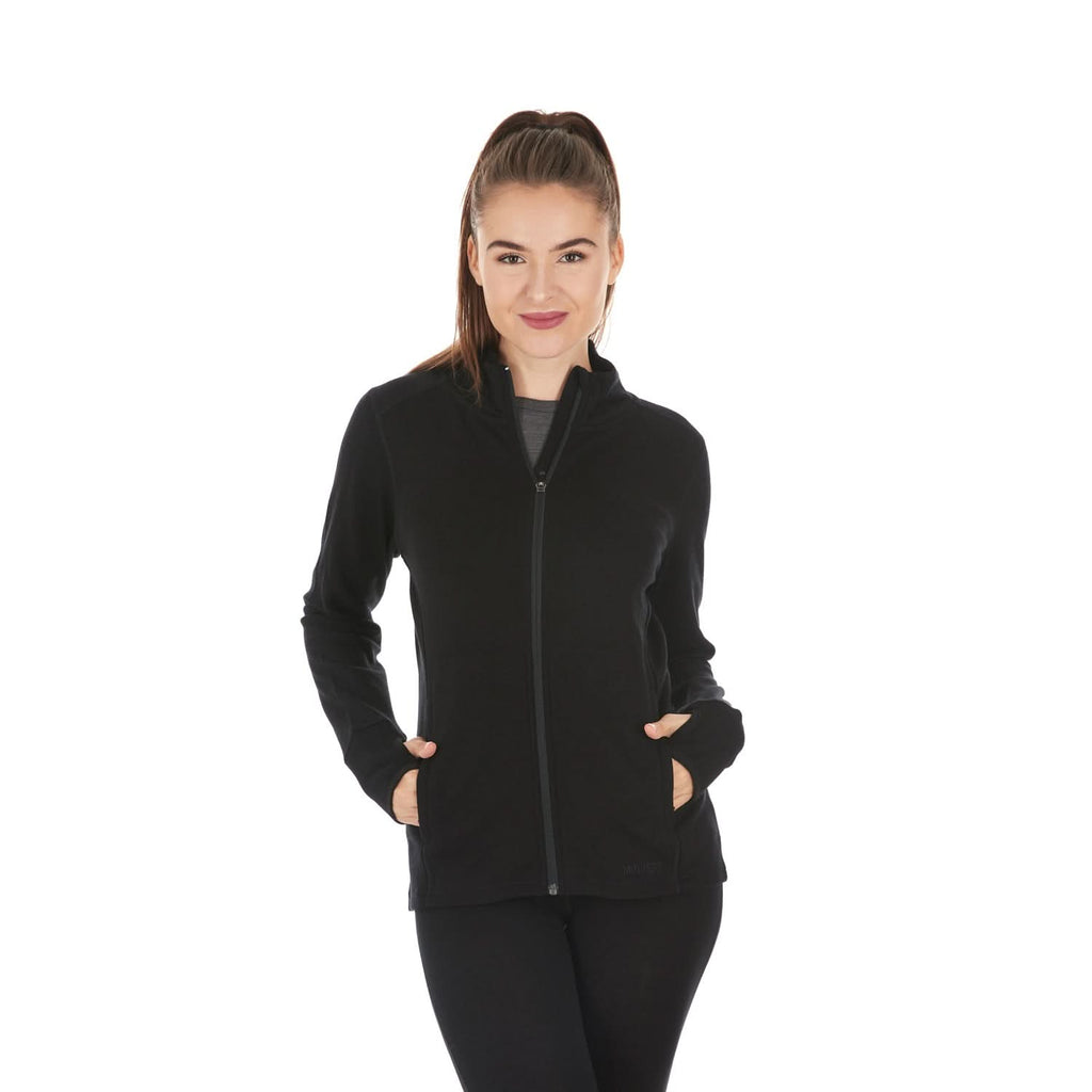 Women's Heavyweight Merino Wool Full-Zip Sweater in Navy or Black