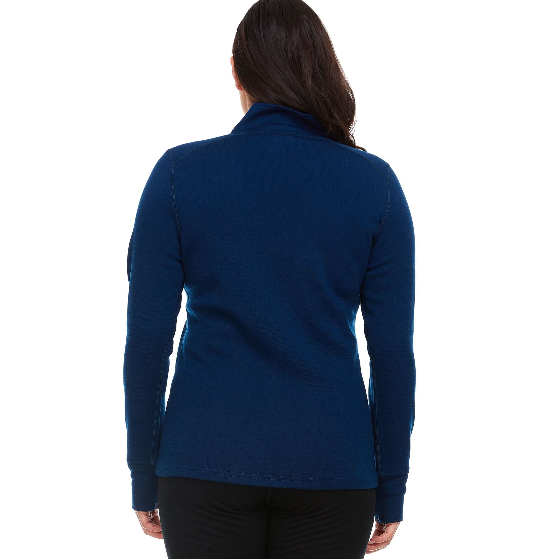 Women's Heavyweight Merino Wool Full-Zip Sweater in Navy or Black