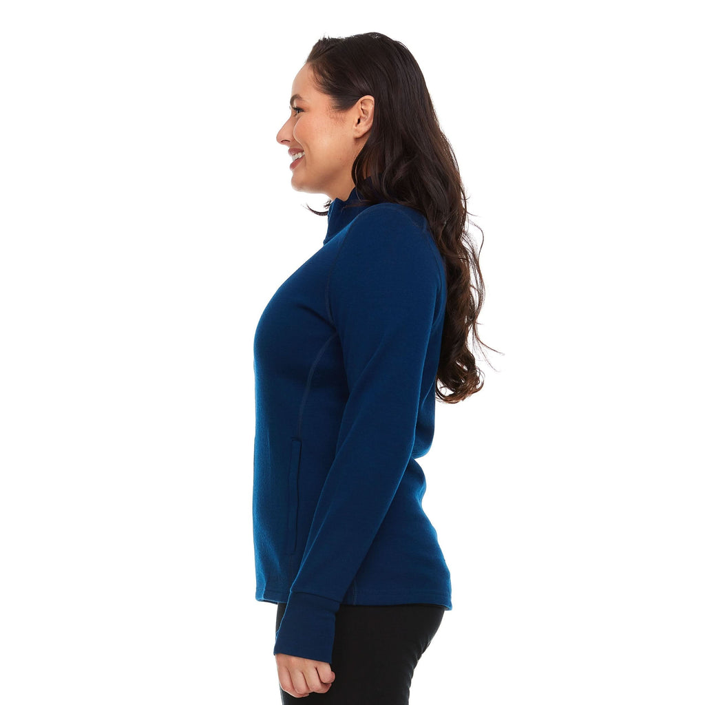 Women's Heavyweight Merino Wool Full-Zip Sweater in Navy or Black
