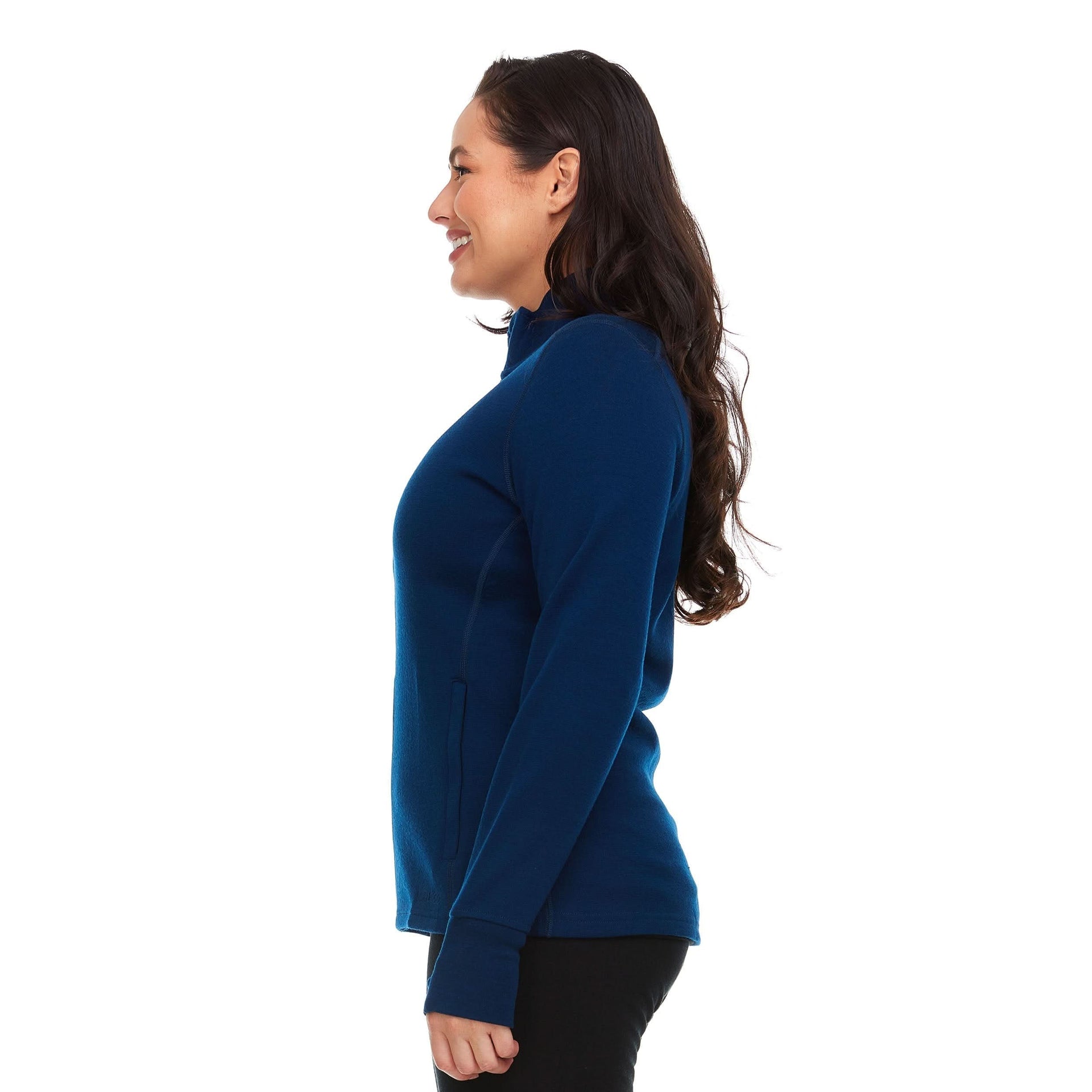 Women's Heavyweight Merino Wool Full-Zip Sweater in Navy or Black