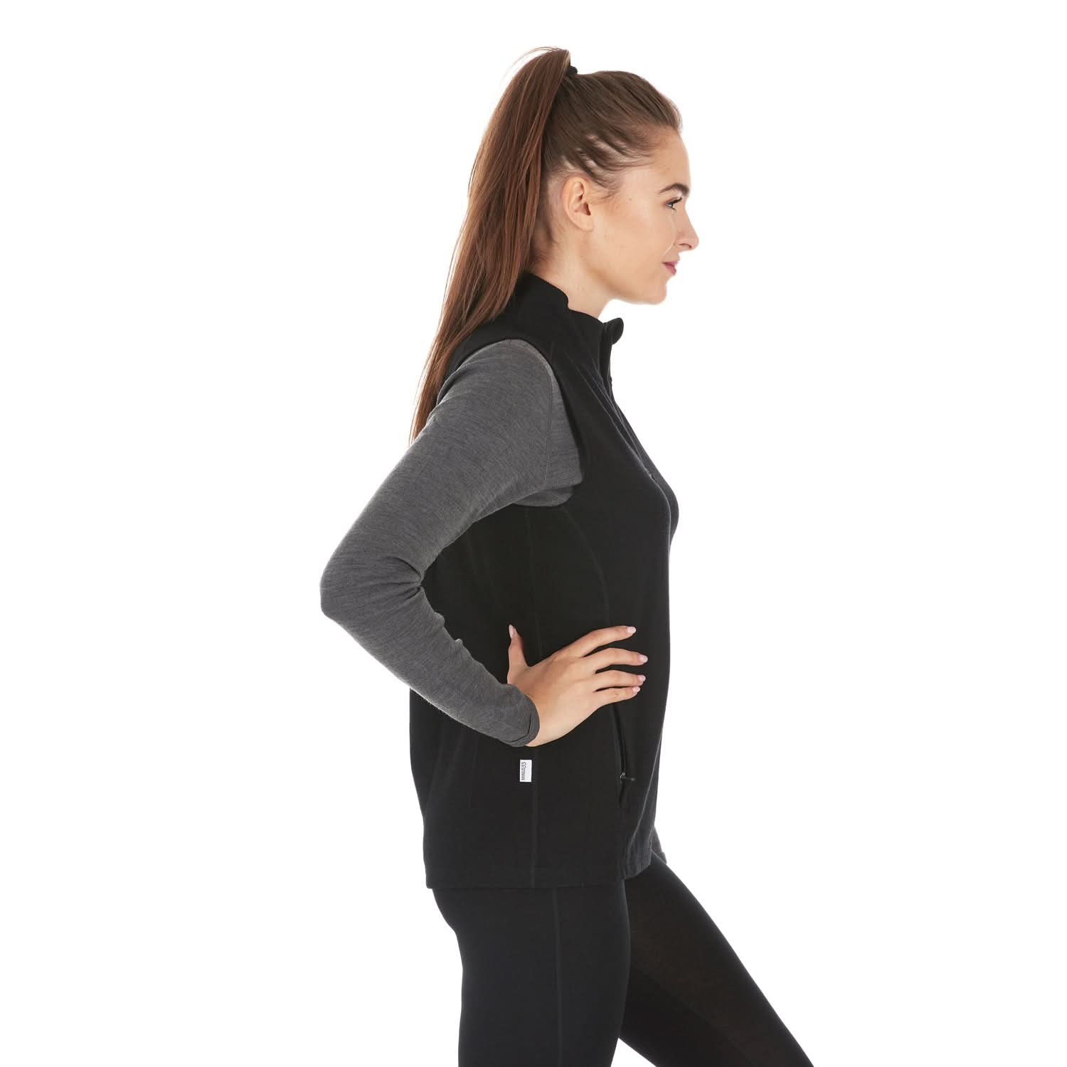 Women's 100% Merino Wool Heavyweight Vest - Sporty Zip-Up Layer