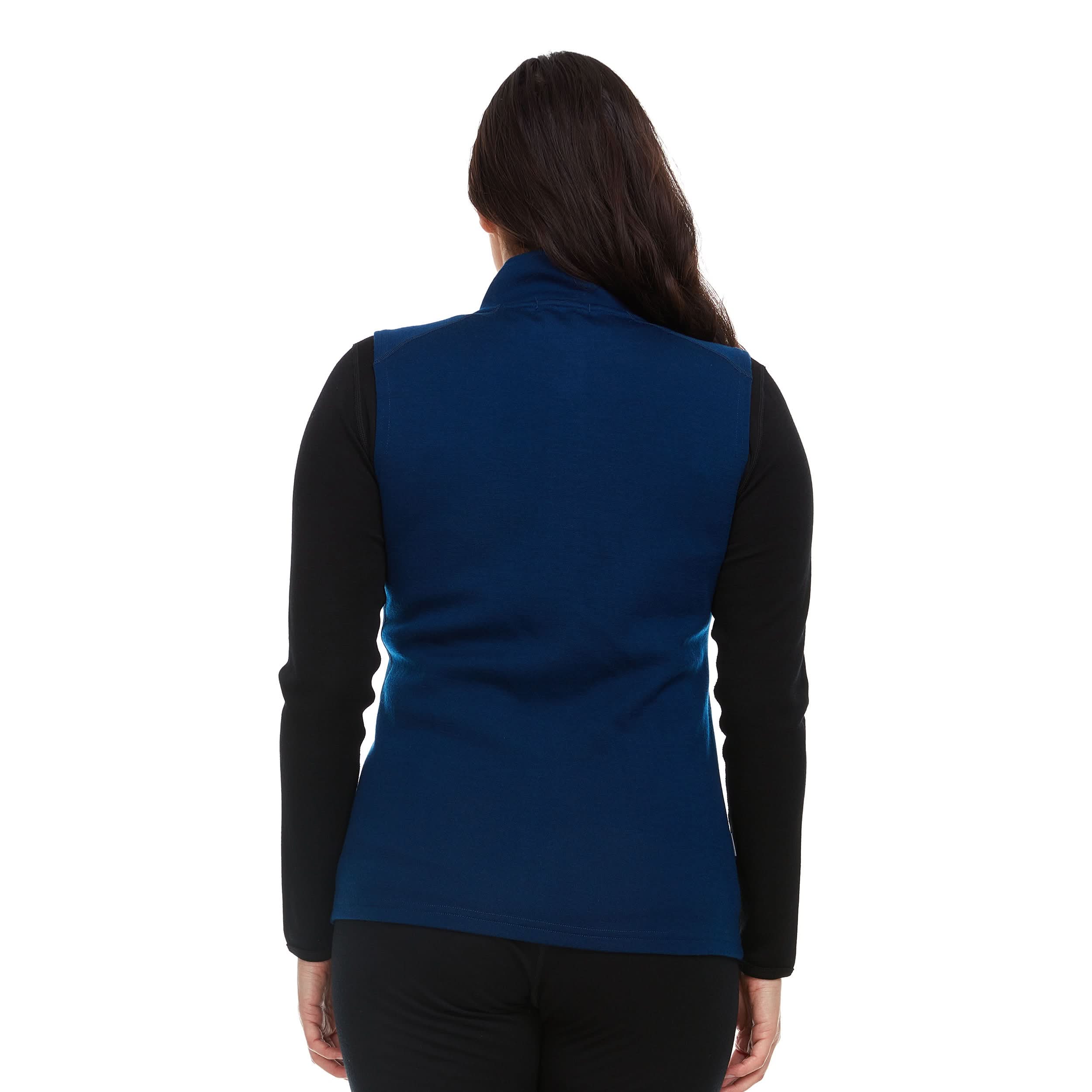 Women's 100% Merino Wool Heavyweight Vest - Sporty Zip-Up Layer