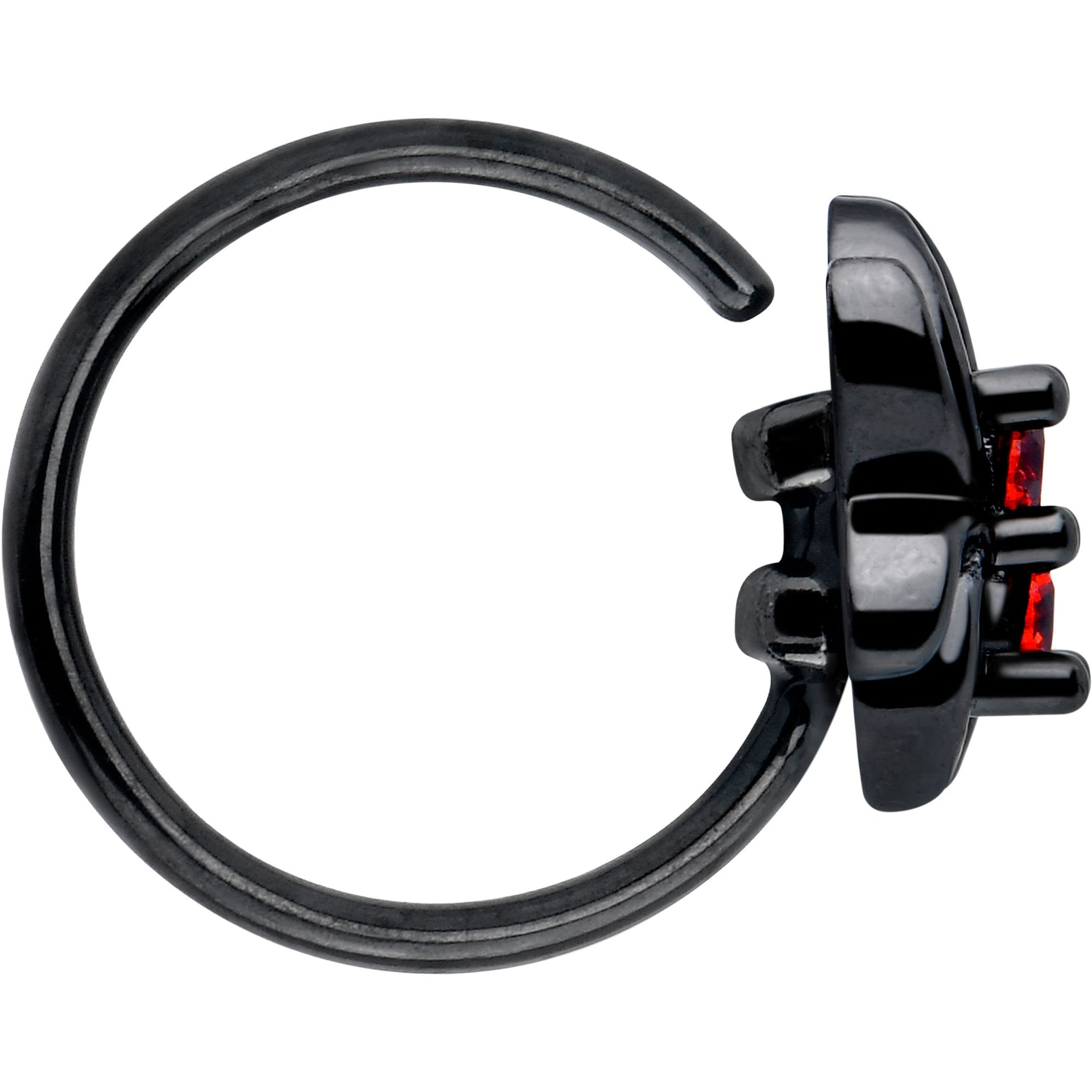 20G 5/16 Red CZ Gem Black Sleek Spider Nose Hoop
