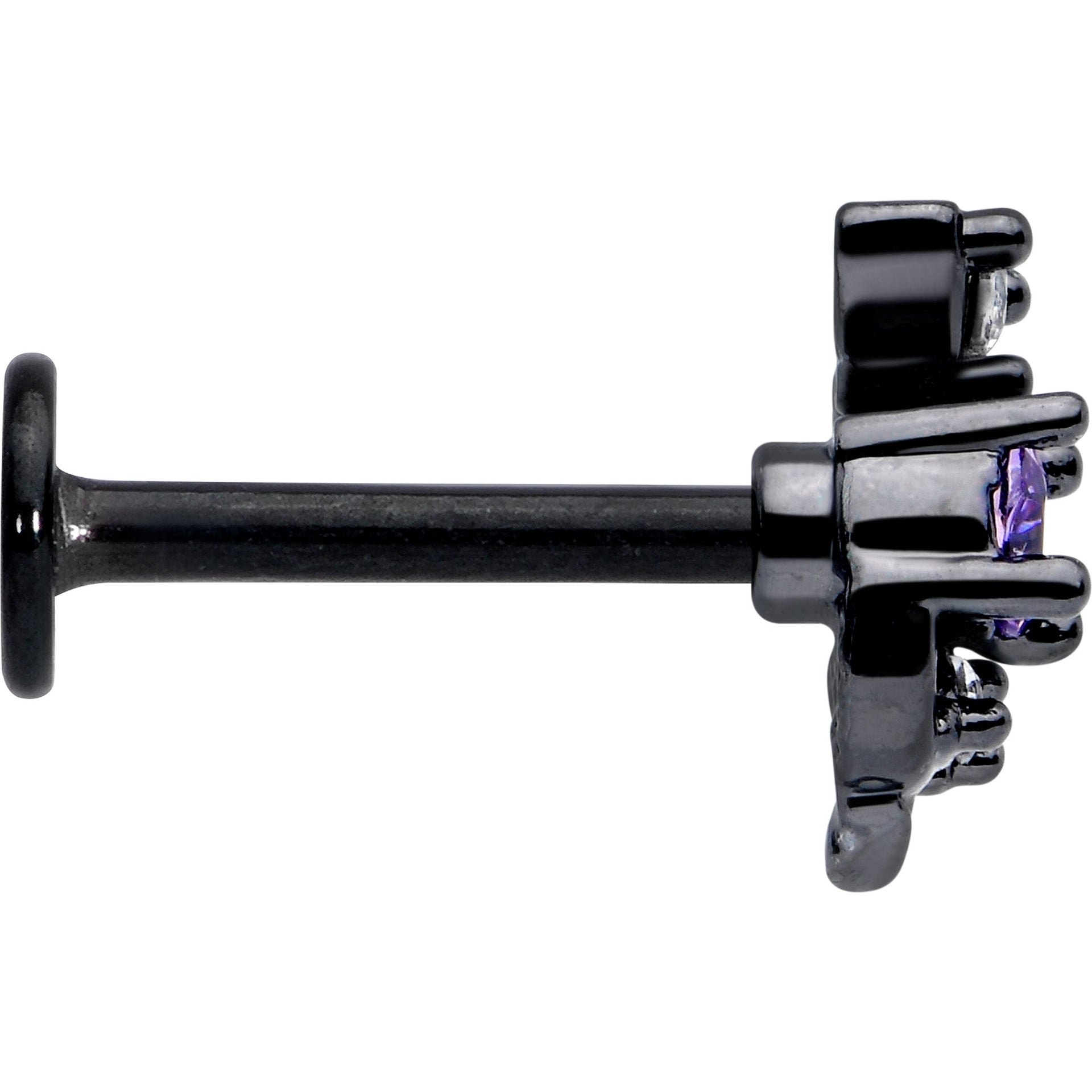 16G 5/16 Purple Clear Gem Black Twining Vine Labret Monroe Tragus