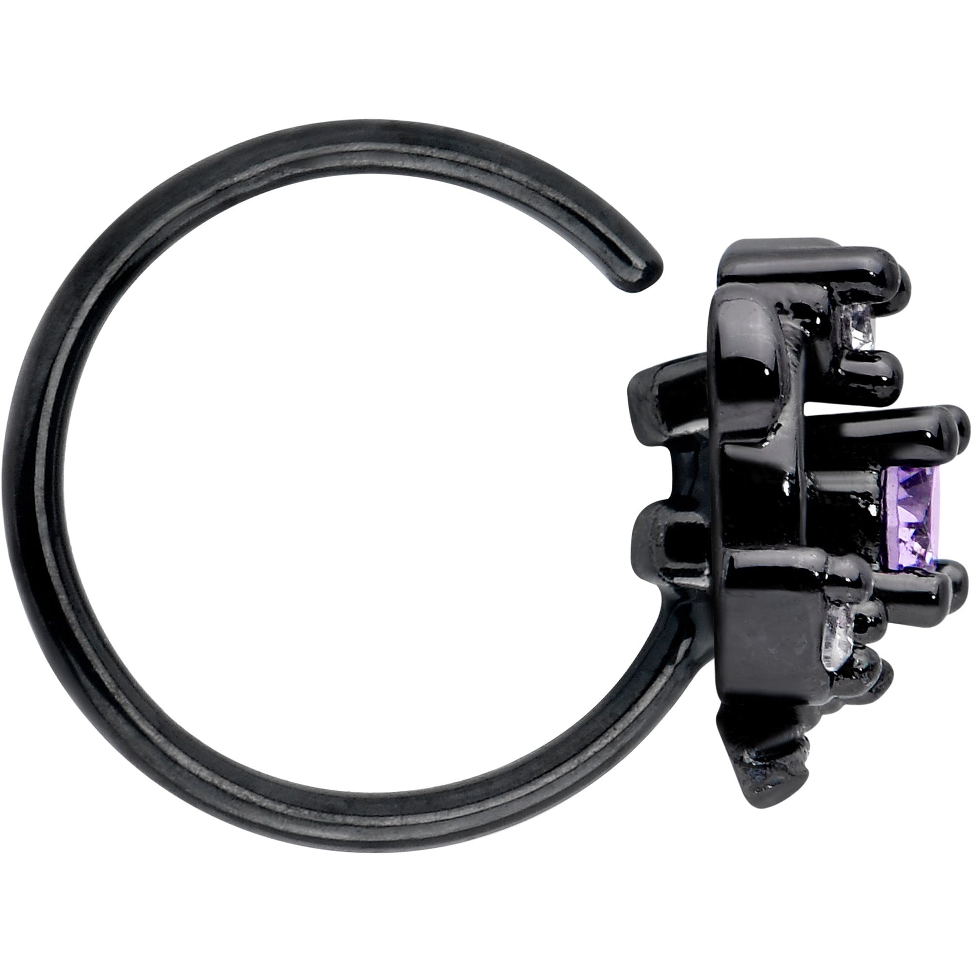 20G 5/16 Purple Gem Black Twining Vine Nose Hoop