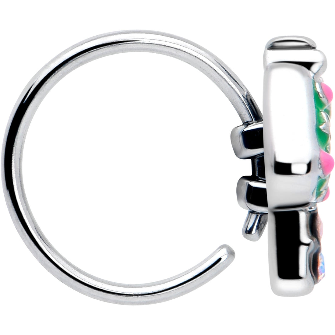 20G 5/16 Aurora Gem Fanciful Green Mushroom Nose Hoop
