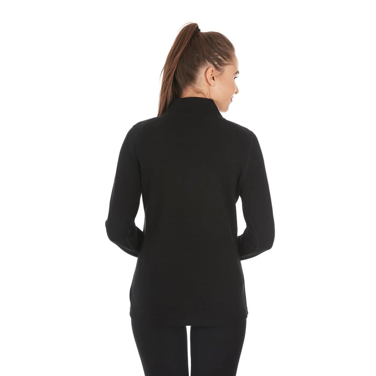Women's Heavyweight 100% Merino Wool 1/4 Zip Thermal Top - Black