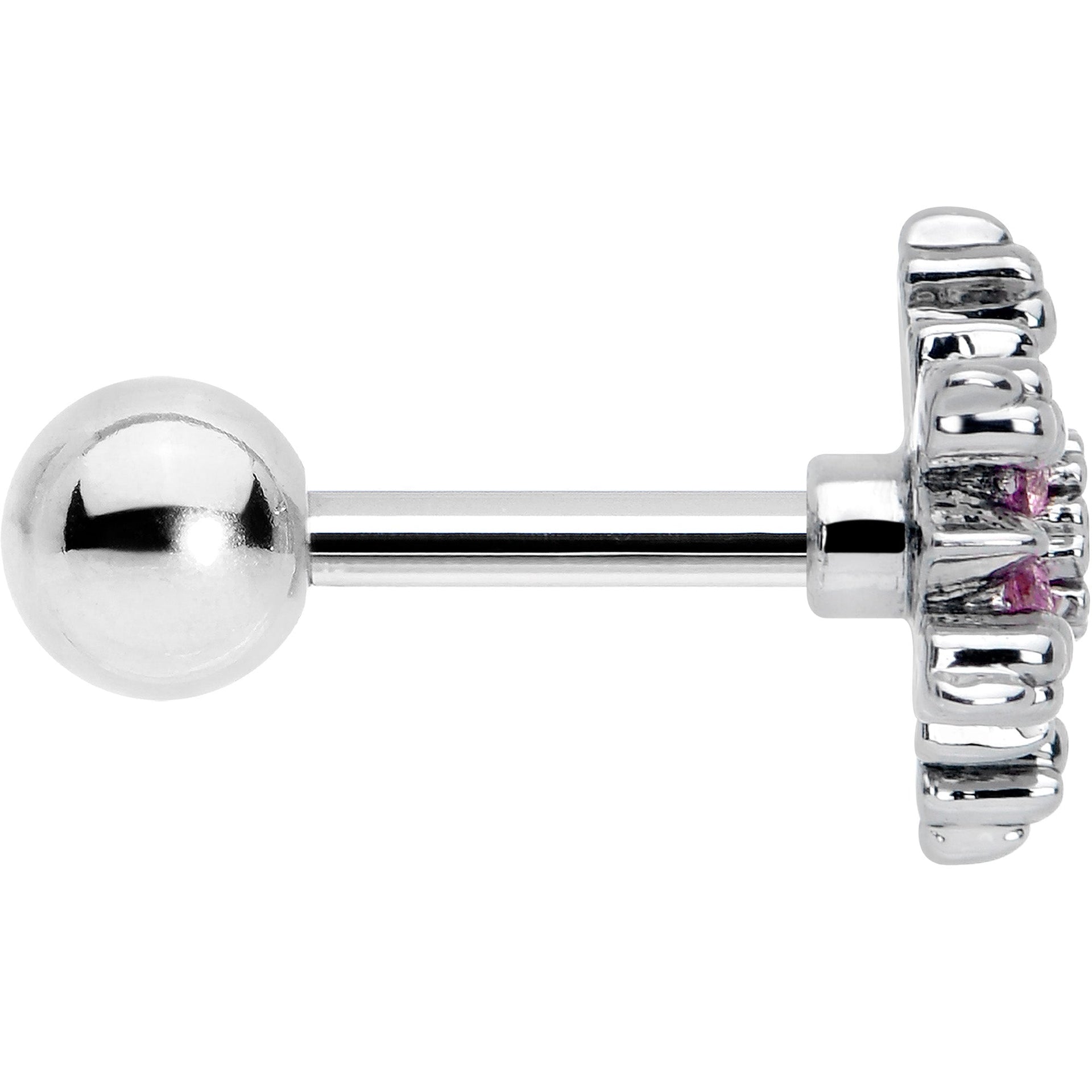 16G 1/4 Pink CZ Gem Glam Snowflake Cartilage Tragus Earring