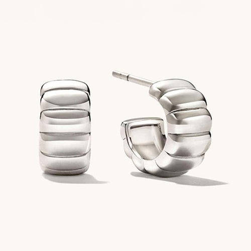 18K Gold Plated Sterling Silver C-Shaped Hoop Earrings