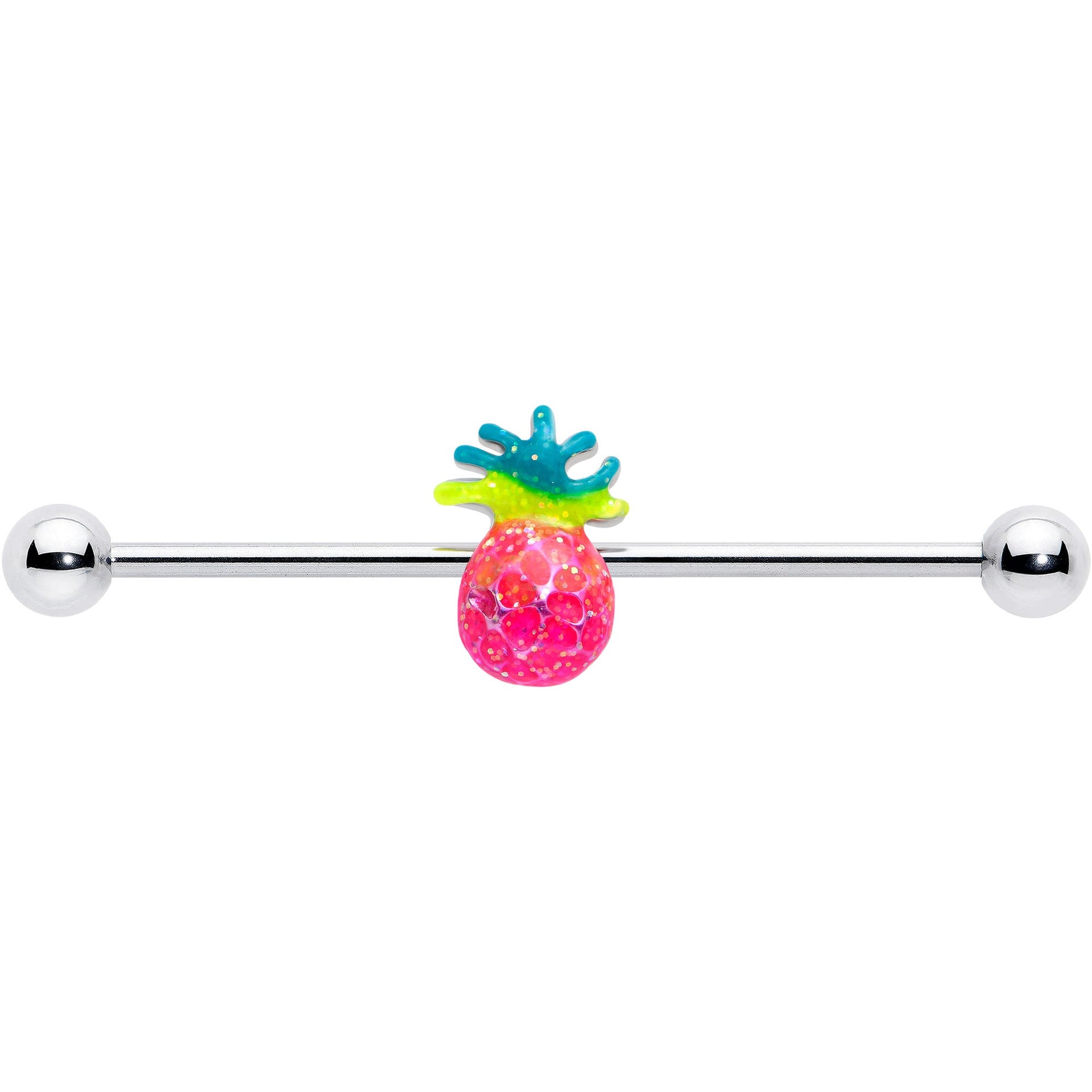 14G Tropical Pineapple Industrial Barbell 38mm - Image 3