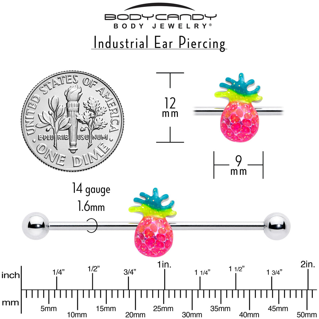 14G Tropical Pineapple Industrial Barbell 38mm - Image 5