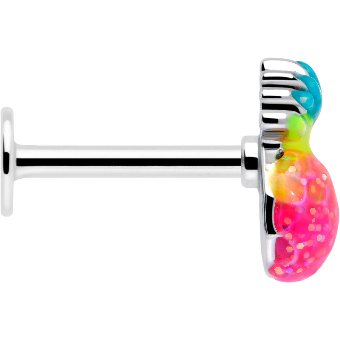 16G Pink Pineapple Labret Tragus Monroe Lip Ring - Image 4