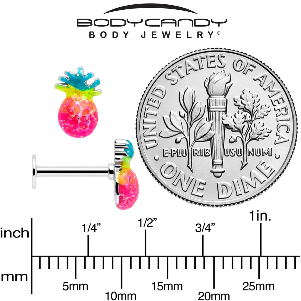 16G Pink Pineapple Labret Tragus Monroe Lip Ring - Image 5