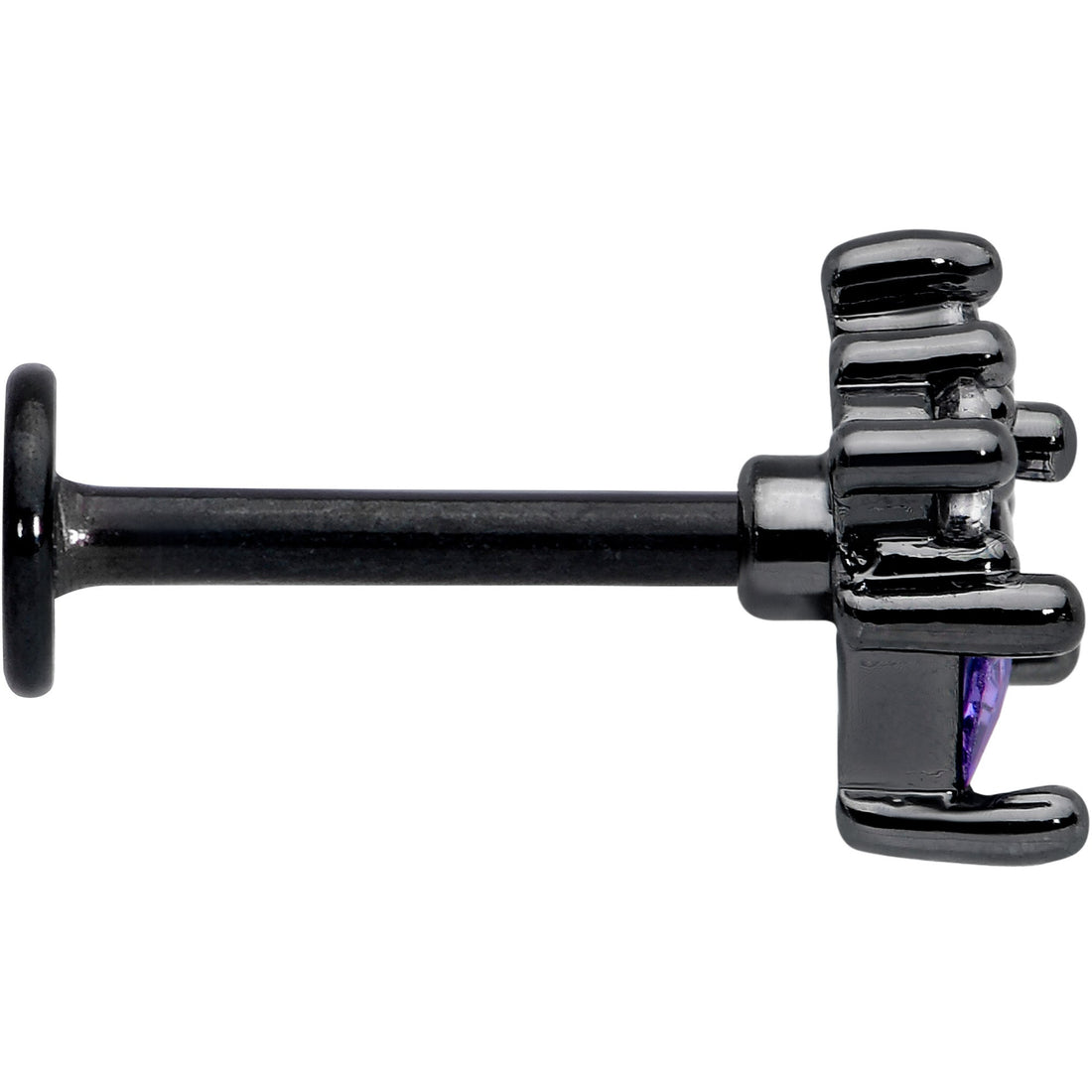 16G 5/16 Purple CZ Gem Black Rhombus Riot Labret Monroe Tragus