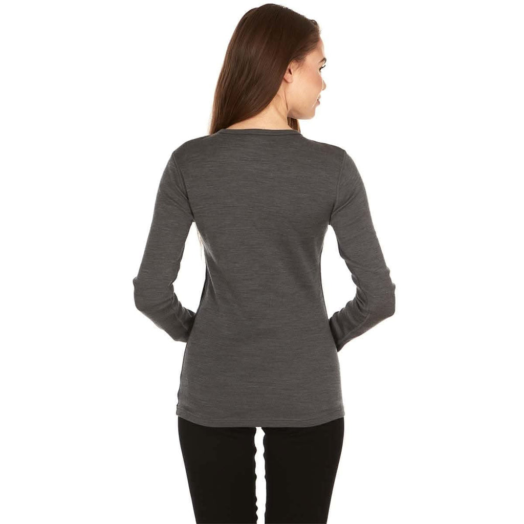 Women's 100% Merino Wool Crew Neck Long Sleeve Base Layer Top