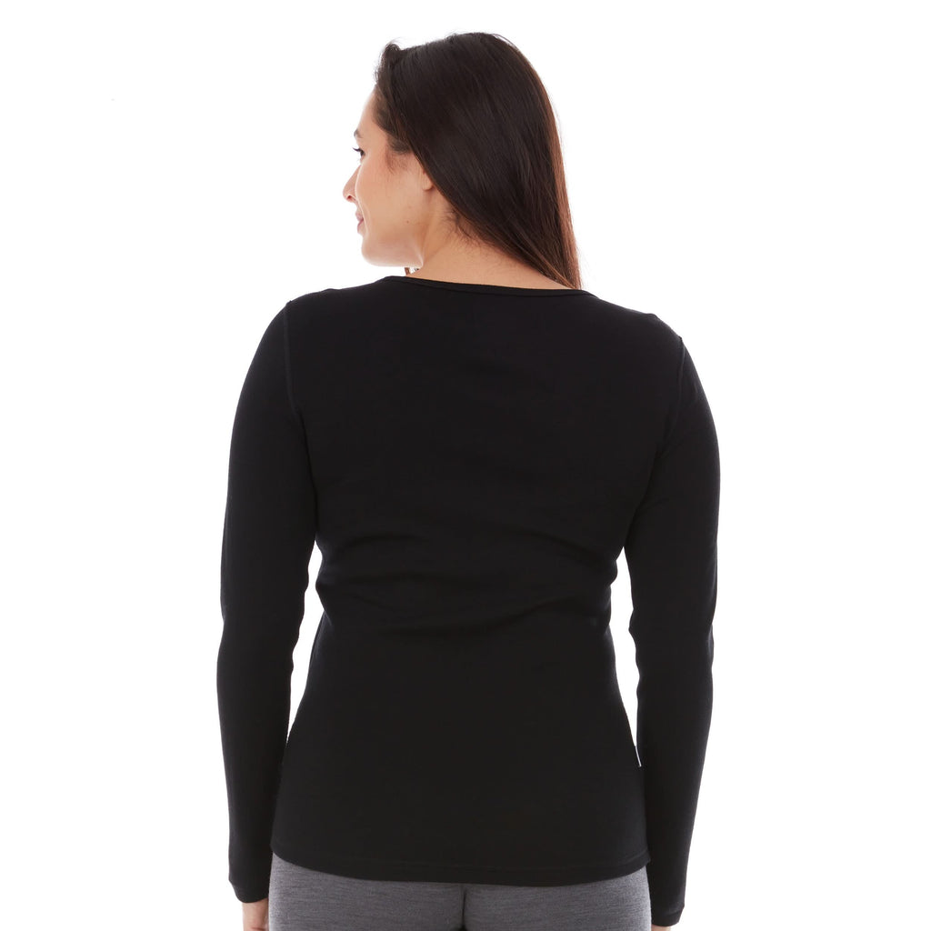 Women's 100% Merino Wool Crew Neck Long Sleeve Base Layer Top