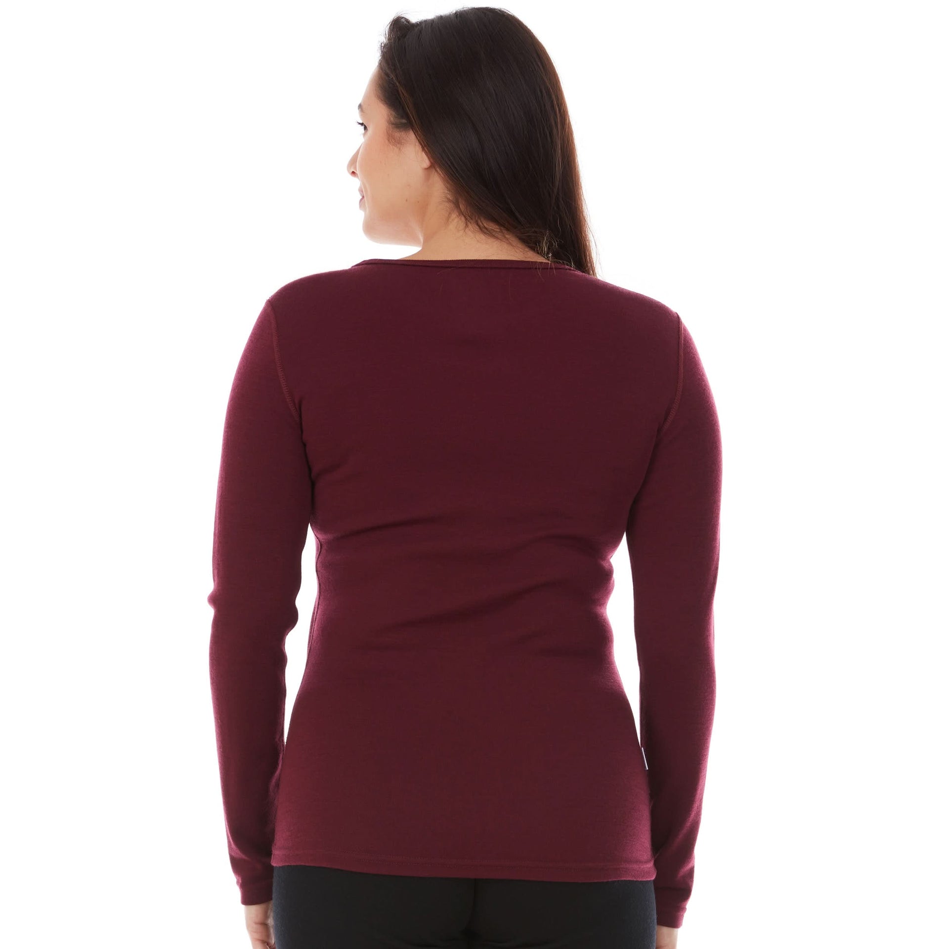 Women's 100% Merino Wool Crew Neck Long Sleeve Base Layer Top