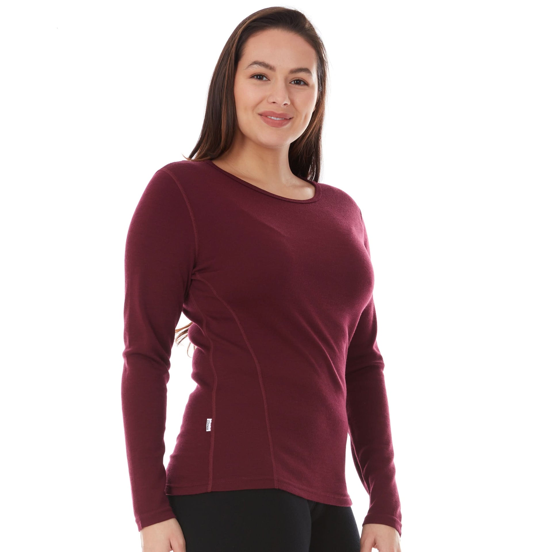 Women's 100% Merino Wool Crew Neck Long Sleeve Base Layer Top