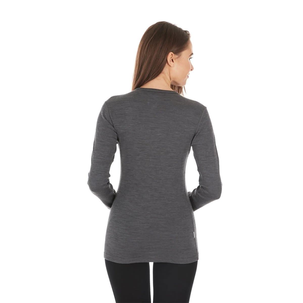 Women's 100% Merino Wool Crew Neck Long Sleeve Base Layer Top
