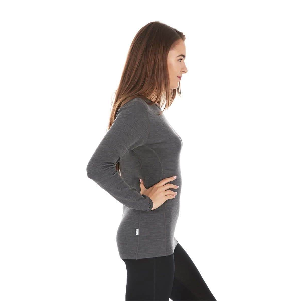 Women's 100% Merino Wool Crew Neck Long Sleeve Base Layer Top
